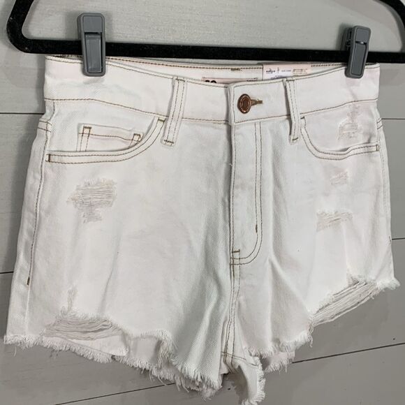 SO super high rise cutoff white denim jean shorts rainbow size 7/28 - Picture 2 of 7